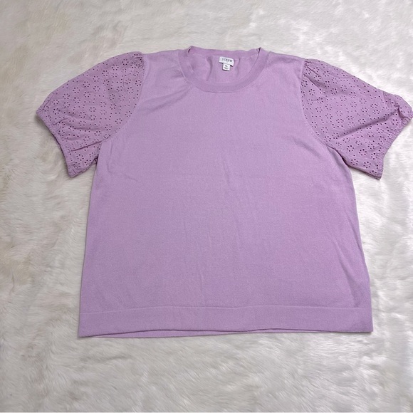 J. Crew Sweaters - NWOT J. Crew Eyelet-sleeve sweater in lavender cotton